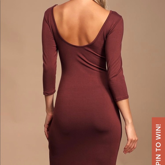 SOLD-LuLus Elegant Artistry Burgundy Bodycon Dress - Picture 3 of 9